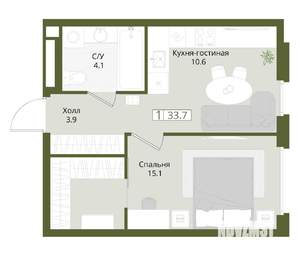 1-к квартира, вторичка, 34м2, 2/8 этаж