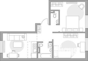 3-к квартира, строящийся дом, 58м2, 1/6 этаж