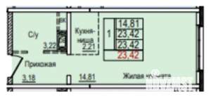 Студия квартира, вторичка, 24м2, 7/8 этаж