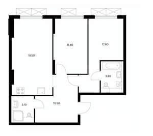 2-к квартира, вторичка, 61м2, 7/9 этаж