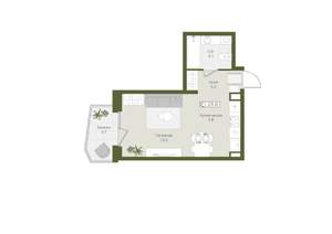 Студия квартира, вторичка, 30м2, 5/8 этаж