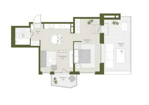 1-к квартира, вторичка, 55м2, 7/8 этаж