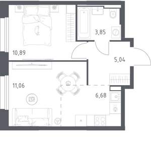 1-к квартира, вторичка, 38м2, 2/24 этаж