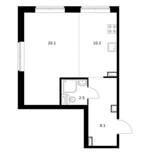 1-к квартира, вторичка, 41м2, 1/9 этаж
