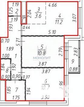 3-к квартира, вторичка, 50м2, 2/16 этаж