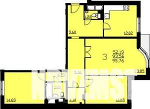 3-к квартира, вторичка, 96м2, 2/25 этаж