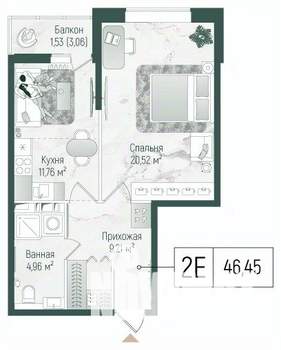 1-к квартира, вторичка, 48м2, 5/10 этаж