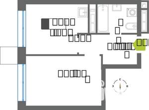 1-к квартира, вторичка, 33м2, 30/31 этаж