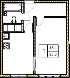 1-к квартира, вторичка, 36м2, 5/5 этаж