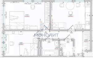 2-к квартира, вторичка, 53м2, 2/12 этаж