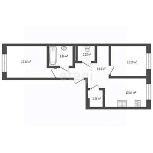 3-к квартира, вторичка, 57м2, 2/6 этаж