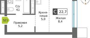 Студия квартира, вторичка, 23м2, 13/32 этаж