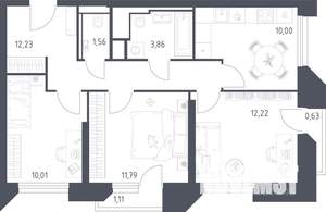 3-к квартира, строящийся дом, 63м2, 4/30 этаж
