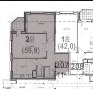 2-к квартира, вторичка, 60м2, 1/10 этаж