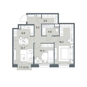 3-к квартира, вторичка, 67м2, 4/6 этаж