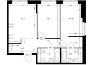 2-к квартира, вторичка, 59м2, 8/9 этаж