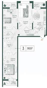 3-к квартира, вторичка, 104м2, 7/10 этаж