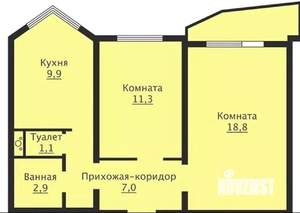 2-к квартира, вторичка, 51м2, 8/17 этаж