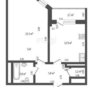 1-к квартира, вторичка, 45м2, 13/23 этаж
