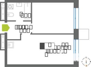 1-к квартира, строящийся дом, 39м2, 21/31 этаж