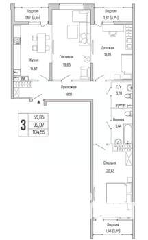 2-к квартира, вторичка, 105м2, 3/9 этаж
