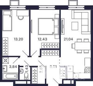 2-к квартира, вторичка, 63м2, 26/28 этаж