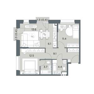 3-к квартира, вторичка, 62м2, 4/6 этаж