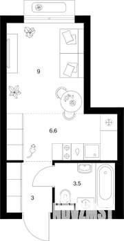 Студия квартира, вторичка, 22м2, 7/9 этаж