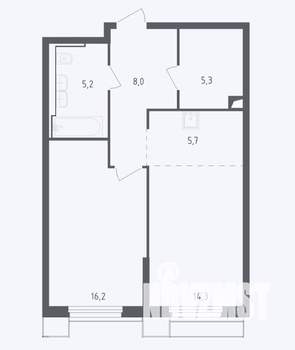 2-к квартира, вторичка, 55м2, 6/20 этаж