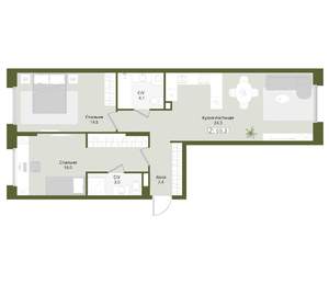 2-к квартира, вторичка, 69м2, 1/8 этаж