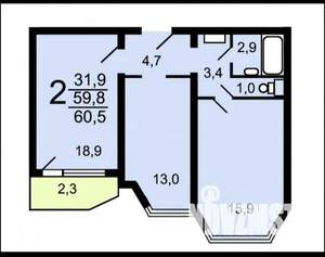 2-к квартира, вторичка, 60м2, 9/27 этаж