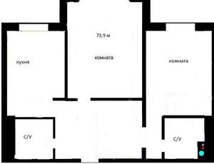 Студия квартира, вторичка, 74м2, 2/23 этаж