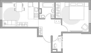 2-к квартира, вторичка, 43м2, 1/6 этаж