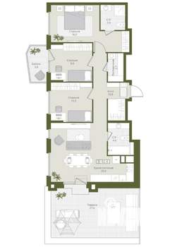 3-к квартира, вторичка, 93м2, 6/8 этаж