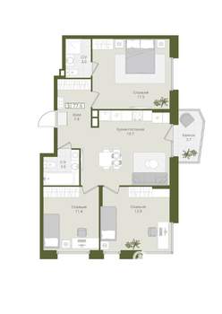 3-к квартира, вторичка, 78м2, 3/8 этаж