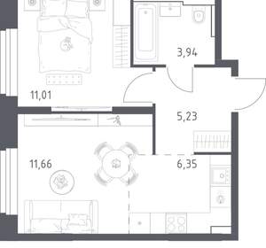 1-к квартира, вторичка, 38м2, 8/24 этаж
