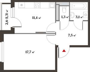 1-к квартира, вторичка, 41м2, 4/6 этаж
