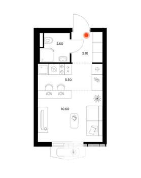 Студия квартира, строящийся дом, 22м2, 7/9 этаж