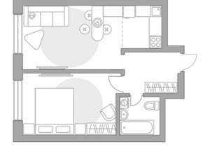 2-к квартира, строящийся дом, 37м2, 15/22 этаж