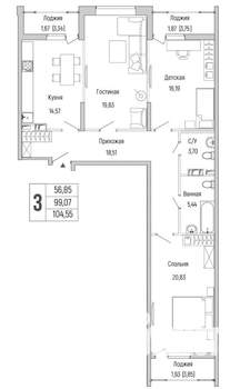 2-к квартира, вторичка, 105м2, 5/9 этаж