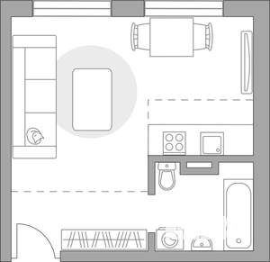 Студия квартира, вторичка, 26м2, 1/6 этаж