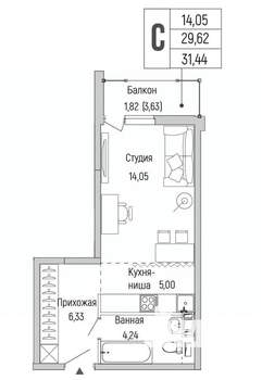 Студия квартира, вторичка, 31м2, 7/9 этаж
