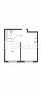 1-к квартира, вторичка, 41м2, 3/9 этаж