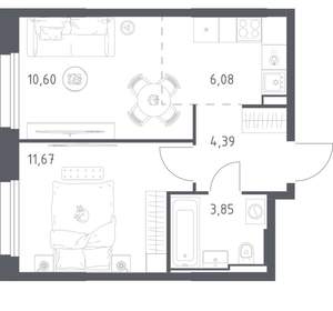 1-к квартира, вторичка, 37м2, 2/24 этаж
