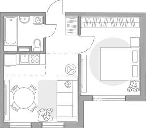 2-к квартира, строящийся дом, 35м2, 1/6 этаж