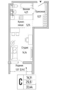 Студия квартира, вторичка, 31м2, 5/9 этаж