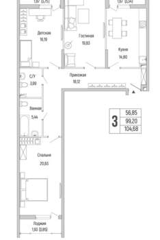 2-к квартира, вторичка, 105м2, 2/9 этаж