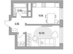 1-к квартира, вторичка, 33м2, 4/24 этаж
