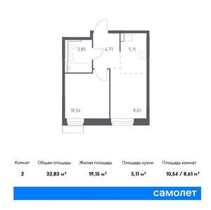 1-к квартира, вторичка, 33м2, 8/24 этаж