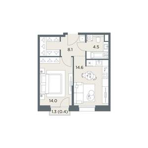 1-к квартира, вторичка, 42м2, 3/6 этаж